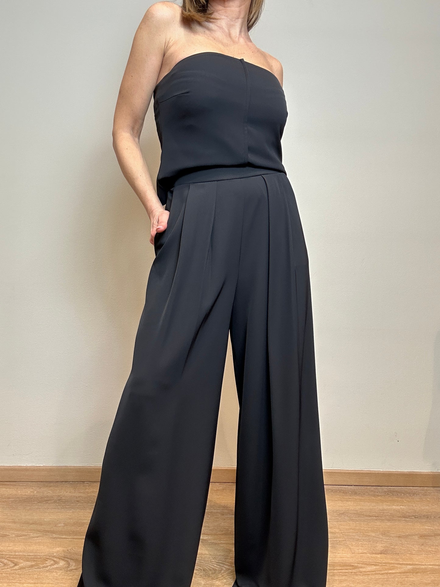 Pantalone largo fluido nero