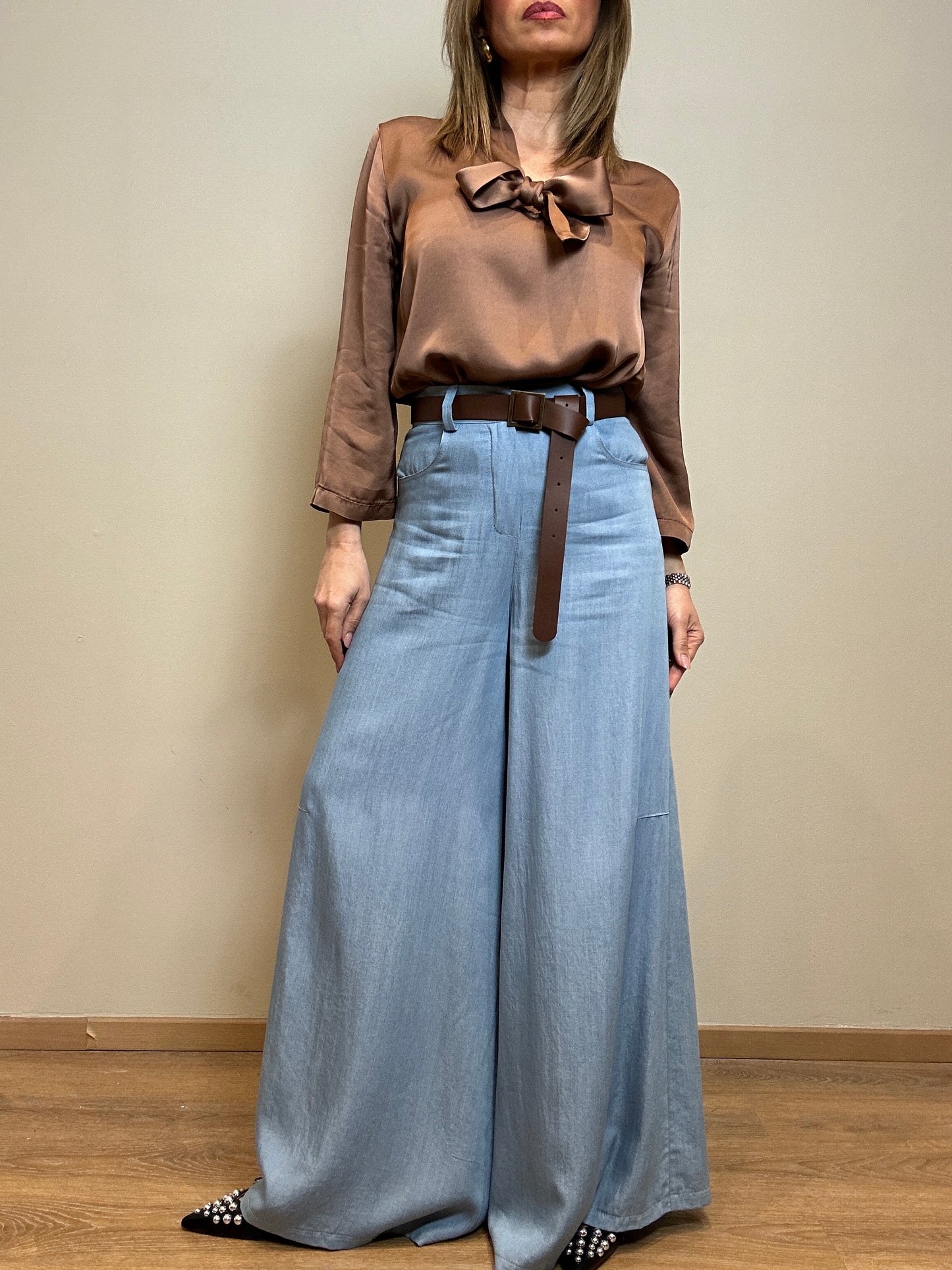 Pantalone palazzo in chambrie