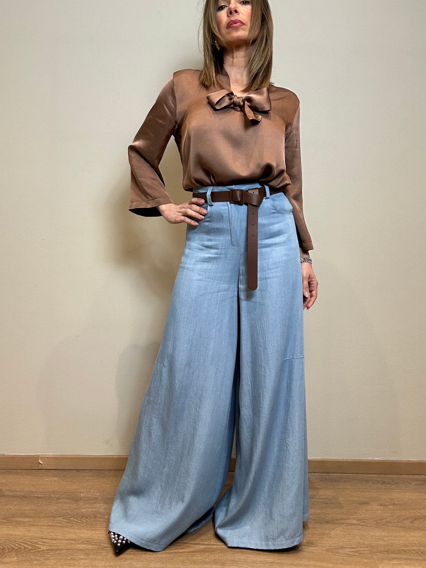 Pantalone palazzo in chambrie