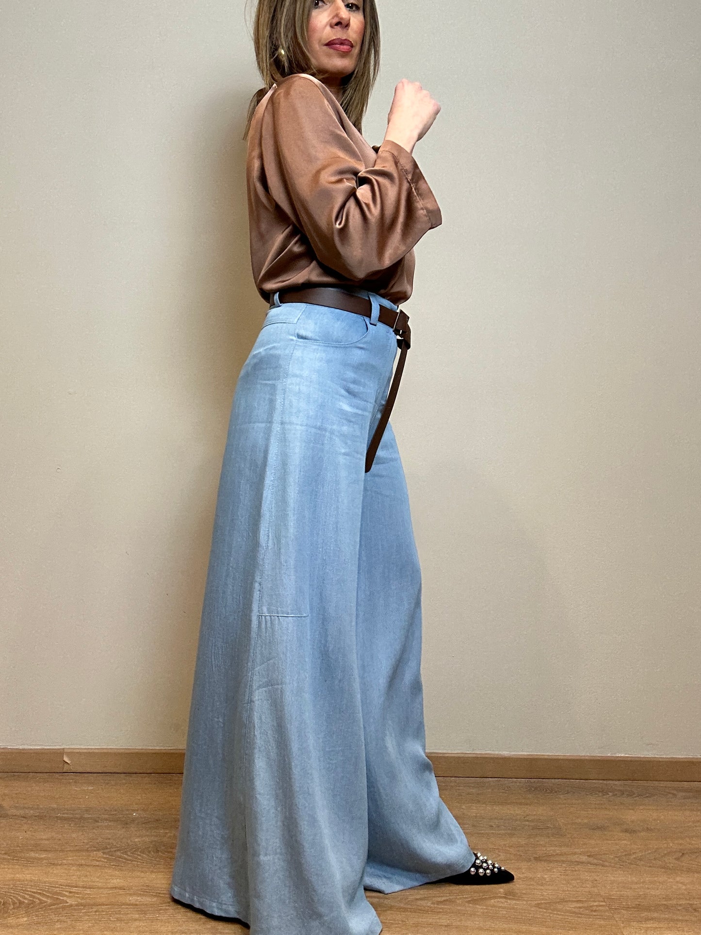 Pantalone palazzo in chambrie