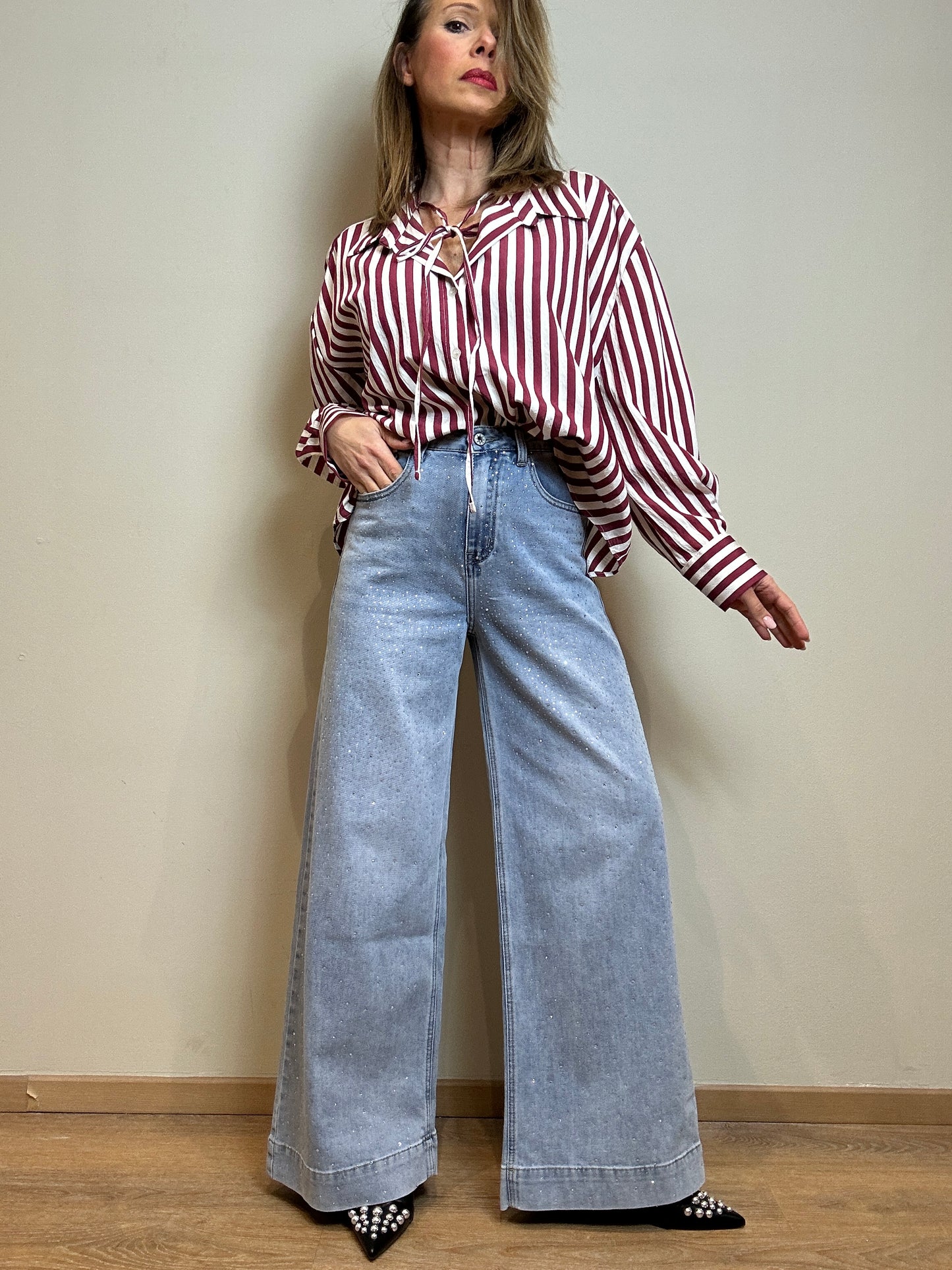 jeans strass palazzo