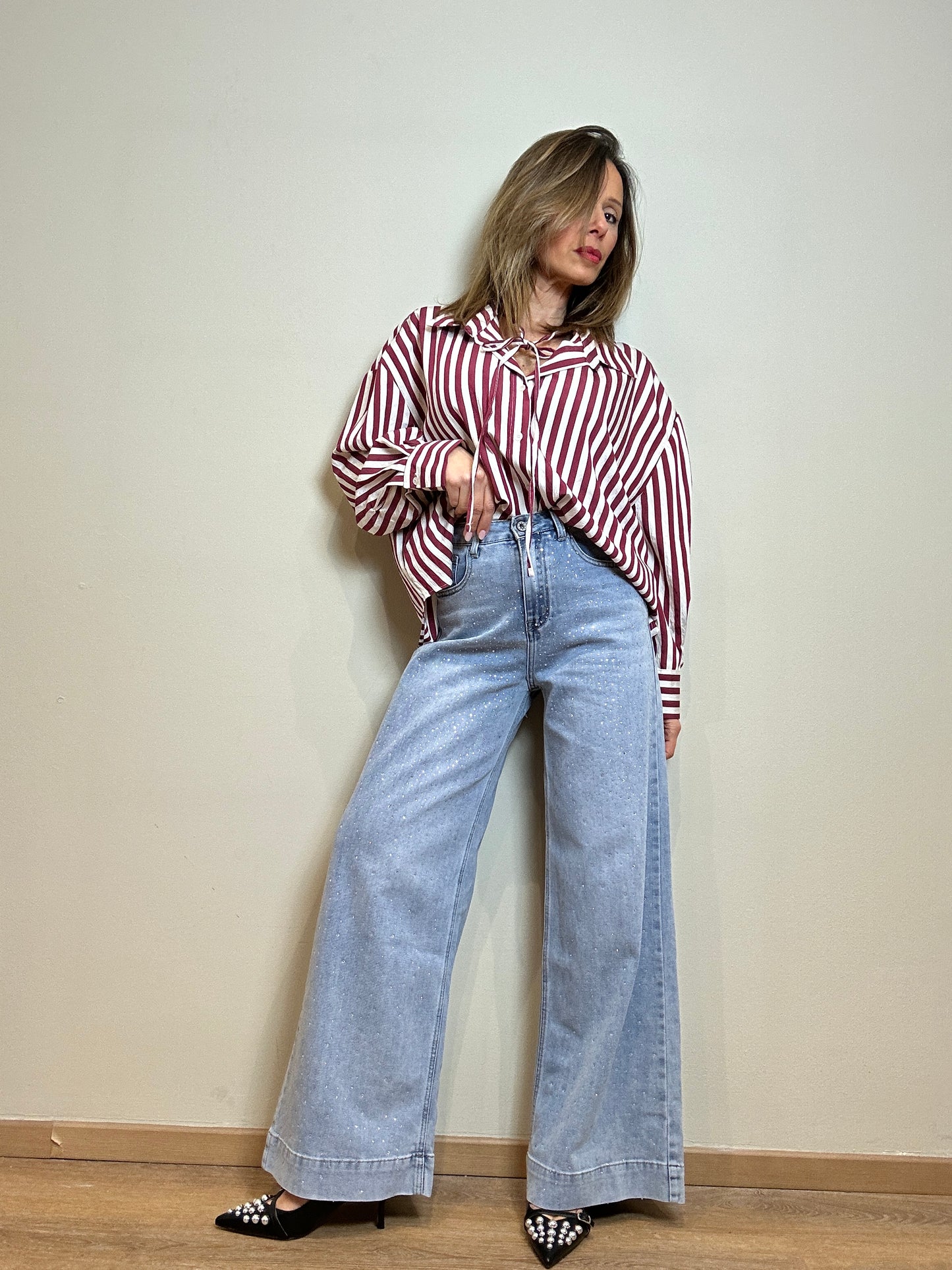 jeans strass palazzo
