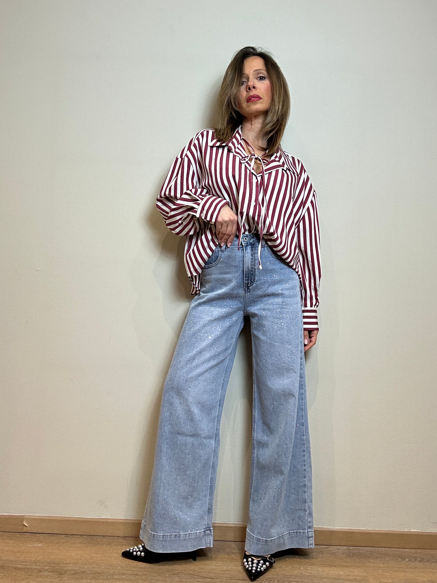 jeans strass palazzo
