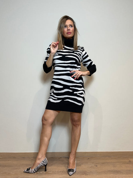 Abito in maglia animalier argento