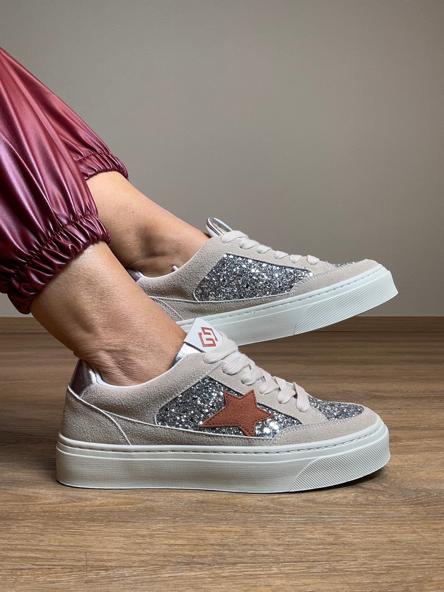 Sneakers glitter argento