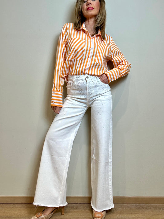 Jeans bianco e strass